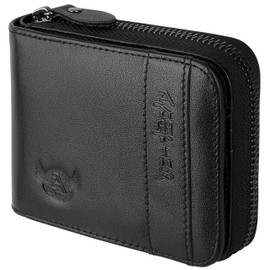 Admetus Mens Wallets Leather Zipper Wallet for Men Bifold RFID Multi Card Holder Purse black258-1