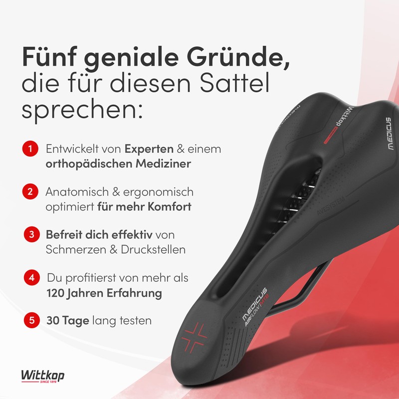 Büchel Wittkop Medicus 97207 MTB Saddle Memory Foam, Black