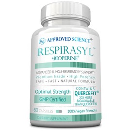 Approved Science® Respirasyl - Lung and Respiratory Support - with Quercefit, Vitamins A,C,D, BioPerine - 60 Capsules - Made in The USA