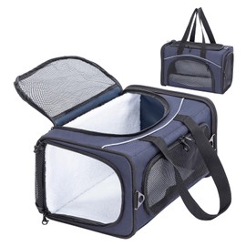 Petsfit Pet Carrier Airline Approved Pet Carrier for Small Dogs, Two-Way Placement Cat Carrier, 18"x 11"x 9" Soft-Sided Airline Pet Carrier for Kittens, Puppies up to 15 Lbs, Navy