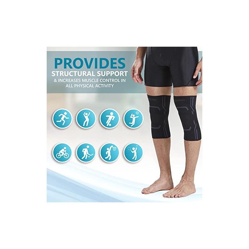 Bodyprox Knee Compression Sleeve for Men and Women (2 Pack),
