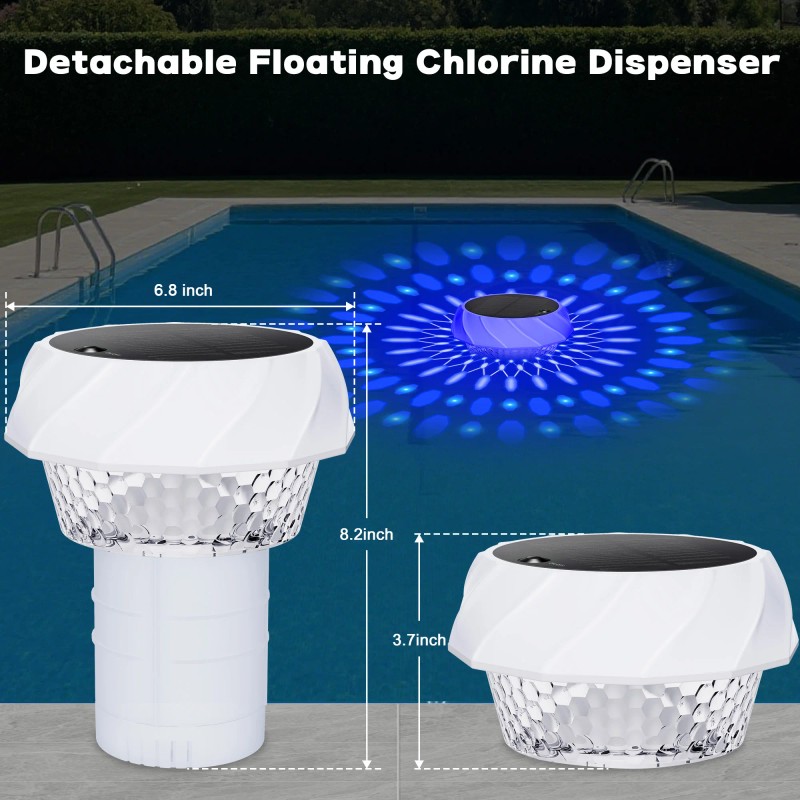 Solar-Powered Pool Chlorine Floater 7 Colorful Lights 4 Light Mode