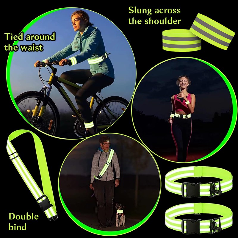 SULIVES Reflective Running Gear Set, High Vis Straps & 4Pcs