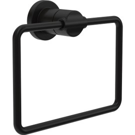DELTA FAUCET NIC46-MB Nicoli Wall Mount Square Closed Towel Ring Bath Hardware Accessory in Matte Black
