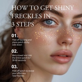 Makeup Patches - Gold - Face Glitter Makeup Speckles - Glow Up Makeup Patches - Face Glitter Speckles Patches - Cute Glitter Makeup Accessories for Women - Cosmetic Glitter for Face - 4Count