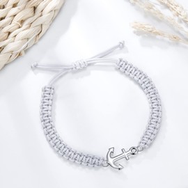 JENDEAR SHINE Anchor Bracelet for Men, Adjustable Hand-Braided Rope Bracelet, Cool Jewellery Gifts for Men, Copper