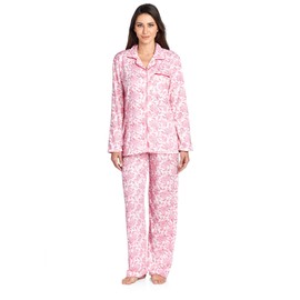 Casual Nights Women's Long Sleeve Floral Pajama Set - Pink - Large