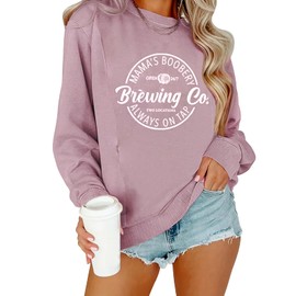 AEARGIV Women Causal Maternity Nursing Sweatshirt Comfort Friendly Zip Breastfeeding Pullover Tops Mama's Boobery Sweater(L, Pink)