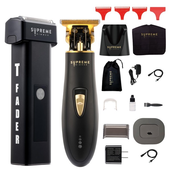 Supreme Trimmer 2-in-1 T-Fader Foil Shaver & T-Shaper Trimmer Set | ST5220 Beard Trimmer STF501 Electric Razor | Travel Hair Trimmer | Black