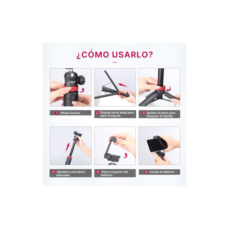 ULANZI MT-44 - Trípode Extensible para Teléfono, 59 Pulgadas, 360°