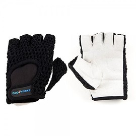 Body Works Bodybuilding Gym Gloves Fitness Gloves Classic Grip, black/white