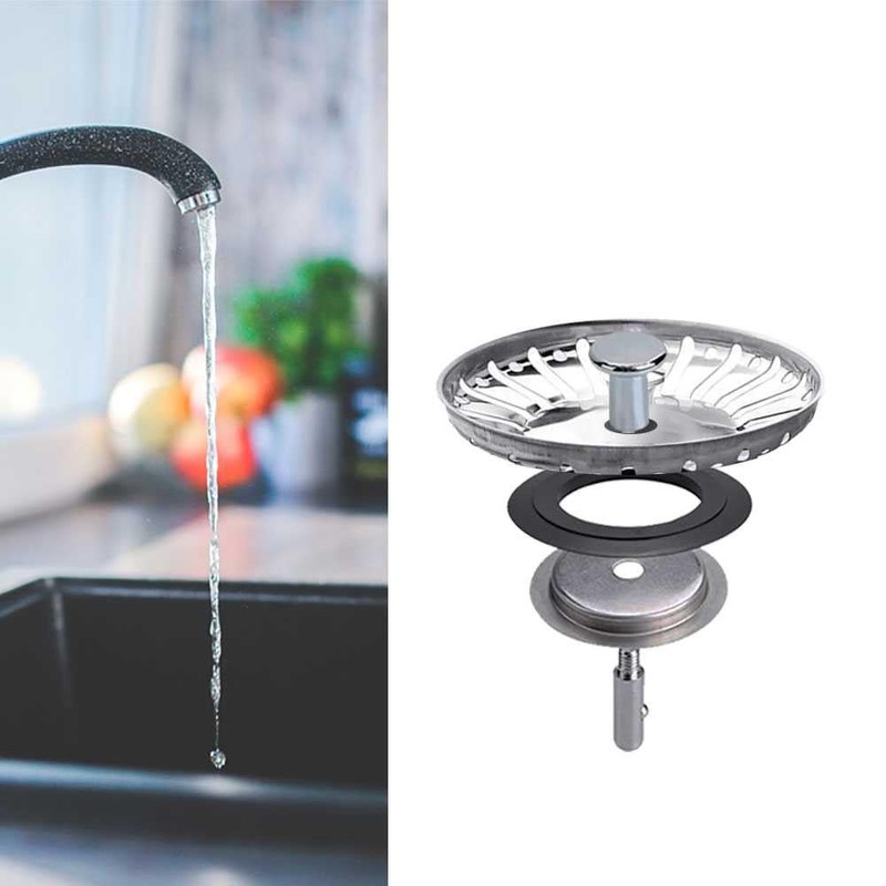 OcioDual Sink Strainer Plug, Diameter 83 mm, Stainless Steel Waste
