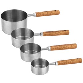 4 Pcs Dog Food Scoop Measuring-Cup, 1 Cup, 1/2 Cup, 1/3 Cup, 1/4 Cup, Stainless Steel Pet Food Scoops, Cat Food Measuring Cup