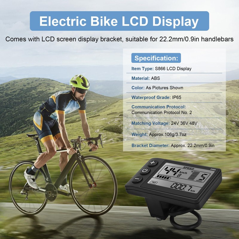 Cocoarm Electric Bike LCD Display Waterproof Plug LCD Display S866