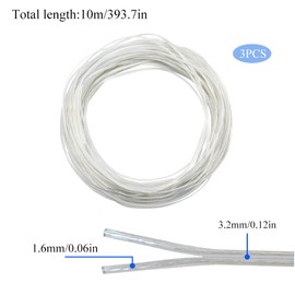 Rebanky 30 m PVC Cable, Transparent, 2-Core Electric Cable, Transparent Power Cable, 28 AWG for Household Appliances with Low Power Consumption, 3 Pieces, 10 m Each