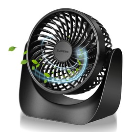 Desk Fan with Strong Airflow 6.7 Inch Quiet Small Portable Table Fan - 3 Speeds 360° Rotation Adjustable - Touch switch USB Charging and Battery Operated Fan for Home or Office Travel (Deep Blue)