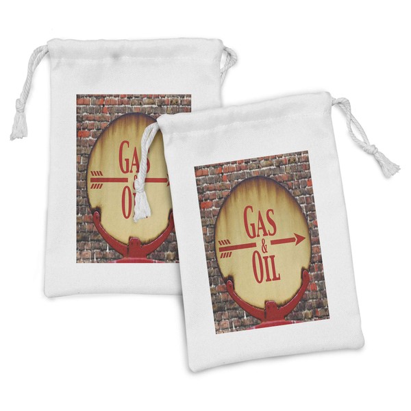 Lunarable Man Cave Fabric Pouch Set of 2, Rusty Old