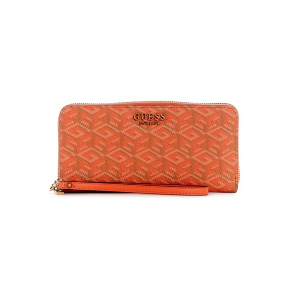 GUESS Laurel SLG Zip Around Wallet L Orange Logo, Orange