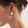 GZJOGO Big Light Blue Pearl Stud Earrings Trendy, White Gold