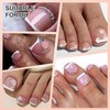 240Pcs White French Tip Press On Toenails Short Square Fake