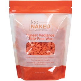 Too Naked Hair Removal Sunset Radiance Strip-Free Wax, Full Transparency with Creamy Consistency, Hypoallergenic for Sensitive Areas, Fragrance-Free, Unisex, 1 Lb.