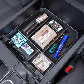 RUNROAD Center Console Organizer Tray Compatible with Toyota Tundra 2022 2023 2024 2025 and Sequoia 2023 2024 2025 Accessories, Insert Armrest Tray Secondary Storage Box Glove Compartment Organizer