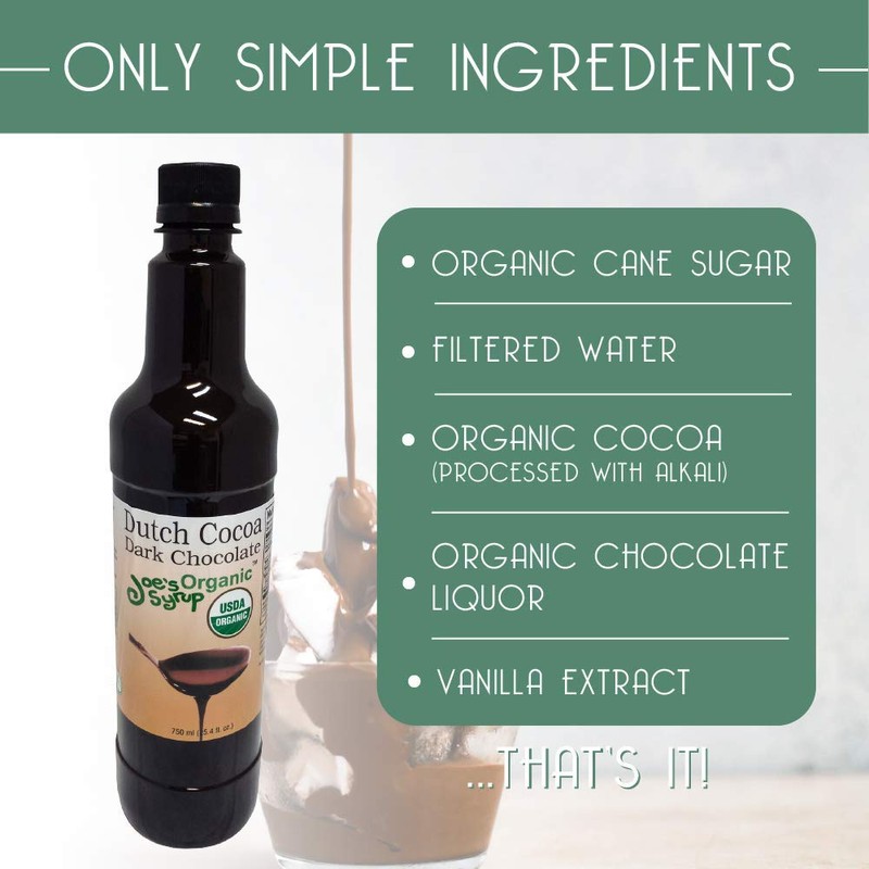 Joe’s Syrup Organic Flavored Syrup, Organic Dutch Cocoa Dark Chocolate