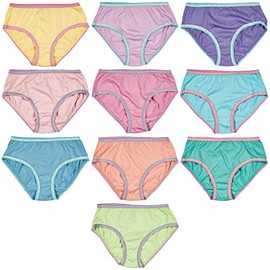 Trimfit Girls 100% Cotton Colorful Briefs Panties (Pack of 10), Contrast Trim, X-Large (12-14)