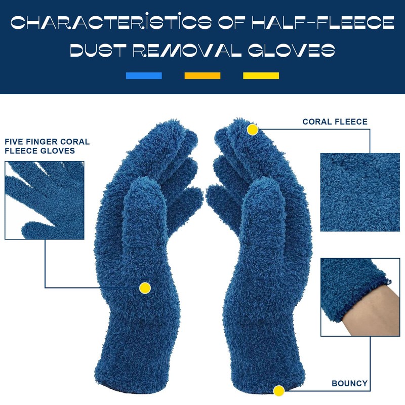 BLMHTWO 2 Pairs Microfiber Dusting Gloves Washable Microfiber Gloves Mitt
