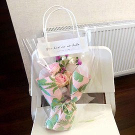 10Pcs Transparent Bouquet Gift Bag Waterproof Flower Tote Bags Clear Handbag Carrier Bags with Handle Large PVC Flower Packing Bags for Plant Flower Valentine's Day Lover Birthday Wedding Anniversary