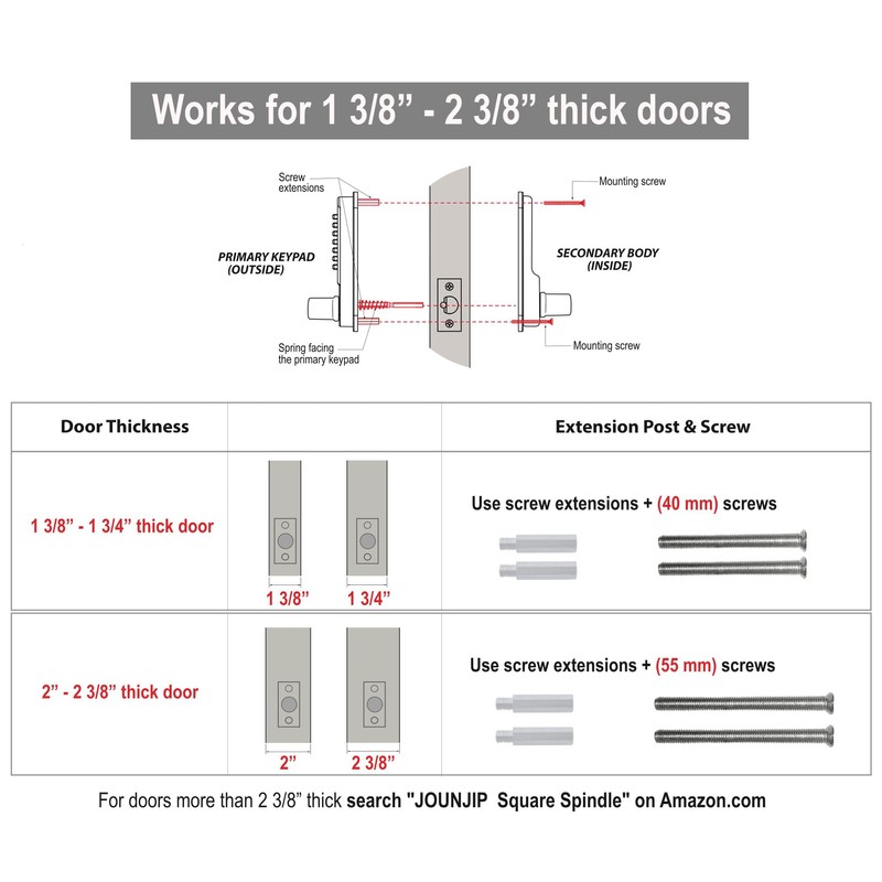 JOUNJIP Single Sided Keyless Entry Door Lock - 100% Mechanical
