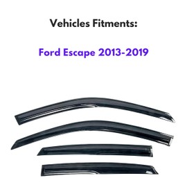 KPY Window Visor Compatible with Ford Escape 2013-2019, 4PC Rain Guard Side Window Vent Deflectors Tape-On Mugen Style, 2013 2014 2015 2016 2017 2018 2019