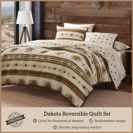Paseo Road Dakota Queen Quilt Set, 3 Piece Rustic Western Bedding Set with Pillow Sham, Lightweight Reversible Cotton Quilt with Southwestern Aztec Pattern, Soft Breathable Cozy Boho Bedding
