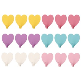 Kakalote 18pcs Heart Shaped Decorative Wall Hooks for Home Kitchen Bathroom Office,Stainless Steel Coat Rack Self Adhesive No Drilling(Size:6 Colors,Each Color 3pcs)