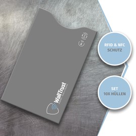 WallTrust RFID Protective Cases - Blocker NFC Protective Cases (Pack of 12) Credit Card, EC Card, Bank Card, ID Card & Passport - Cover - Protection Against Wireless Data Theft - Card Case, 10 x