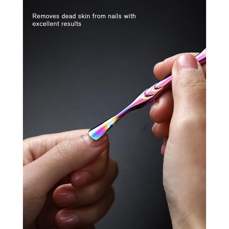 FERYES Cuticle Pusher with Fork, 2-in-1 Cuticle Trimmer Nail Care