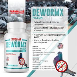 Farmalab Natural Dewormer Internal & External 100 Tabs Poultry - Vitamin for Poultry Rooster Hen Chicken Baby Chick Doves Pigeons and All Caged Birds (Pigeon Doves Squail)