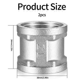 Double Nipple 1 Inch Brass Sleeve 1 Inch Female Thread 1 Inch x 1 Inch Female Thread Brass Connector Adapter Double Sleeve Connection Nipple for Pipe Connection Pack of 2