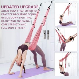 Pink Leg Stretcher & Backbend Assist Trainer - Enhance Body Flexibility with Aerial Yoga Swing & Stretching Strap - Great for Ballet, Cheerleading & Normal Exercise