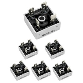 QWORK® Single Phase Diode Bridge Rectifier, KBPC2504 400V 25A AC/DC Full Wave Single Phase Metal Housing Bridge Rectifier for Power Electronic Applications, Pack of 6