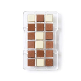 Decora 0050092 Stampo Professionale Cioccolatino Quadro, 18 Cavità, 25 x h 10 Mm, In Policarbonato, Ideale per Realizzare Cioccolatini Lucidi e Croccanti, Design Professionale, Made in Italy