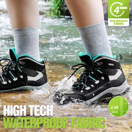 RCord Women's Ankle Hiking Boots - Waterproof, Durable with Reflective Strip - Black, Size 6