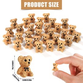 Pack of 30 Mini Teddy Bears Resin Cute Miniature Teddy Bears Resin Tiny Animals Made of Resin Small Teddy Bears Resin Perfect Decoration Accessories for Car Fairy Gardens Dollhouse (Brown)