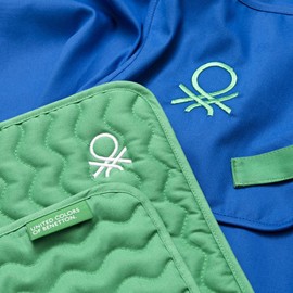 Set of 3 Aprons (Apron + 2 Handles), 75 x 85 cm, 100% Cotton, 190 g/m², Blue, Rainbow Collection