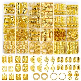 280 Pcs Hair Jewelry for Braids, Gold Loc Jewelry for Hairs Dreadlocks Braid Clips Accessories Metal Hair Rings for Braids Cuffs Braid Clips Decoratio