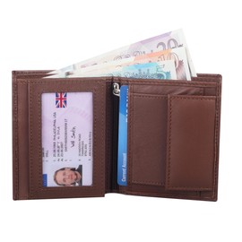 RAS WALLETS Mens Soft Black/Brown Real Leather Wallet & Credit Card Holder with A Coin Storage 48 Brown