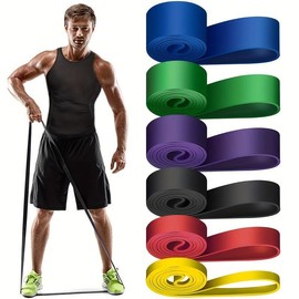 Body Fitness Elastic Resistance Rope, 1/4/6 Counts Yoga Stretching Band, Gym Sports Stretching Training Equipment, Home Gym Equipment, Resistance Bands, Christmas Gift - Color: 6 colors set (5-120LBS), Specification: one size