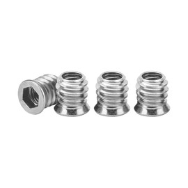 Drenky 40Pcs M5x10mm Zinc Plated Threaded Insert Nuts for Wood Furniture - Flanged Hex Socket Nut, Carbon Steel Threaded Inserts with Hex Drive Head for Wood Furniture, Silver