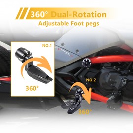 TQROBN 360° Adjustable Foot Pegs for Can Am Spyder F3 Models, Aluminum 3rd Footpegs + Decor Frame Caps for Spyder F3 F3S F3T F3LTD All Year Models