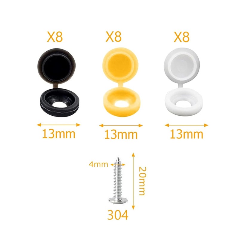 Number Plate Screws | 48pcs | 8x Black Caps |